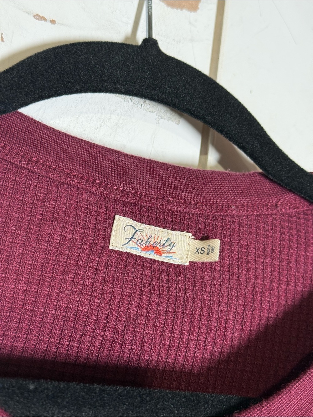Faherty LEGEND Waffle Long Sleeve Top Maroon Red PIMA COTTON Size XS Layering - Picture 5 of 7